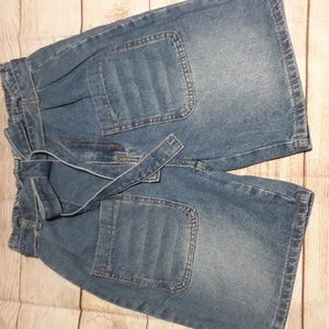 bohme military i spired front paper bad belted waist denim bermuda shorts xs